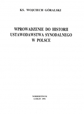 Wprowadzenie do historii ustawodawstwa synodalnego w Polsce